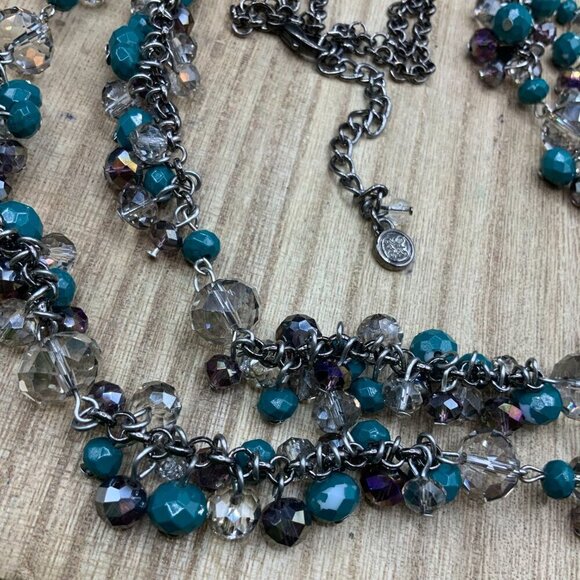 Simply Vera Double Strand Acrylic Beaded Gun Metal Necklace - Picture 1 of 7